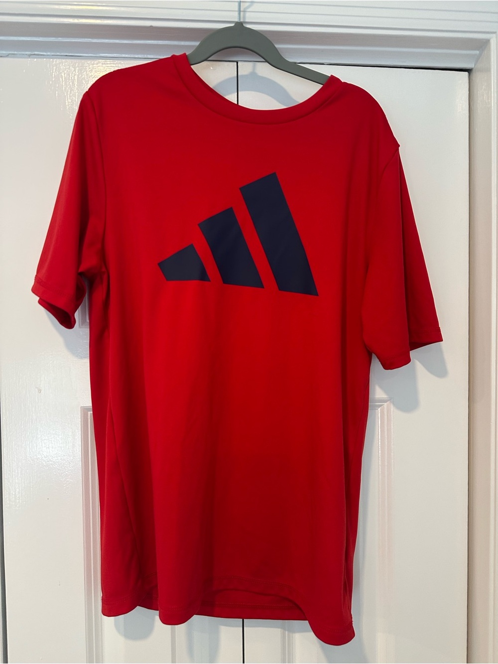 Adidas Red Short-Sleeve Tee with Navy Logo